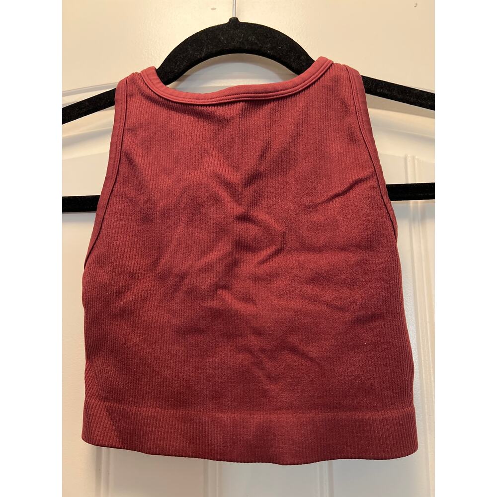 TNA Women’s Ribbed Crisscross Back Strap Cropped Tank Top Size XS Red Pullover